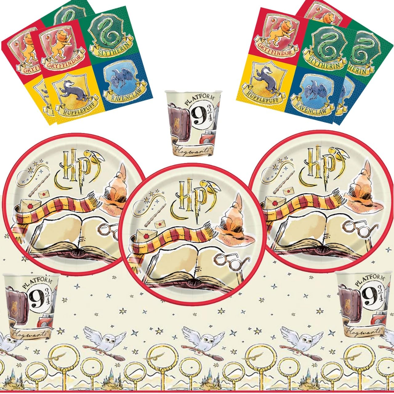 Harry Potter Birthday Party Tableware Set – Plates, Napkins, Tablecover