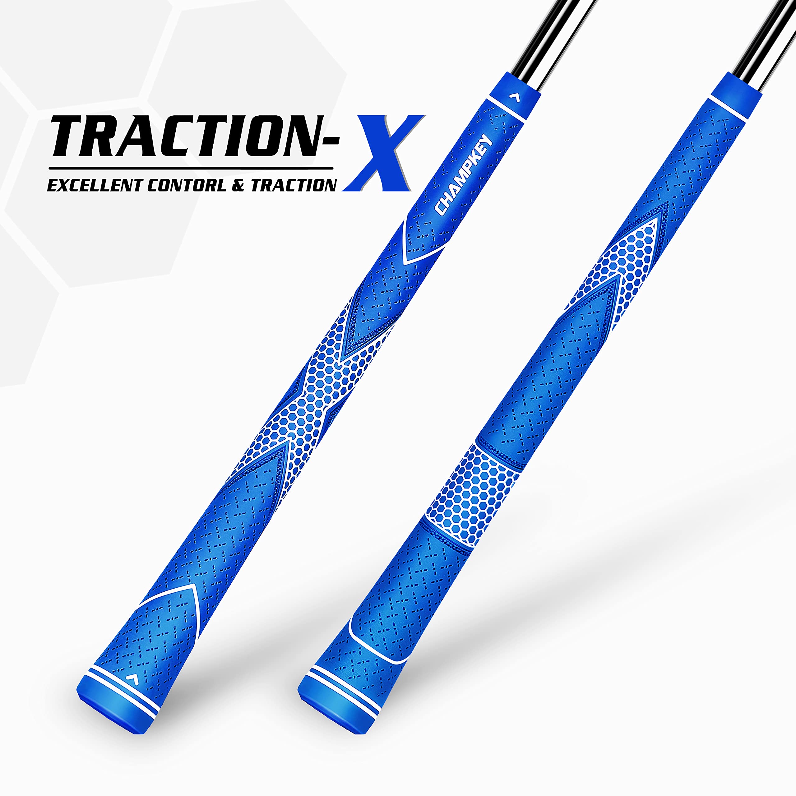 CHAMPKEY Rubber Golf Grips 13 Pack – Oversize Blue & White Repair Kit