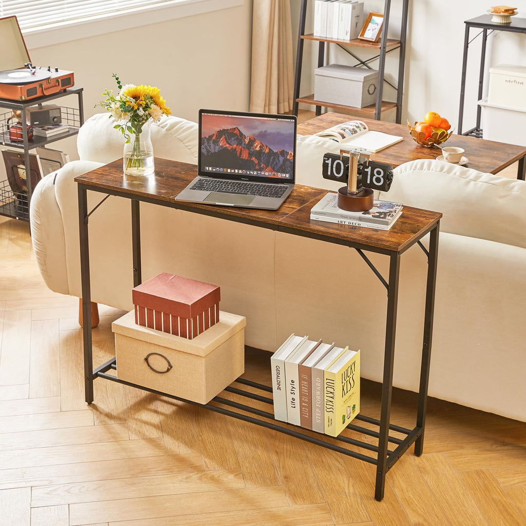 YMYNY Slim Console Table – Industrial Metal Frame Sofa Table for Entryway