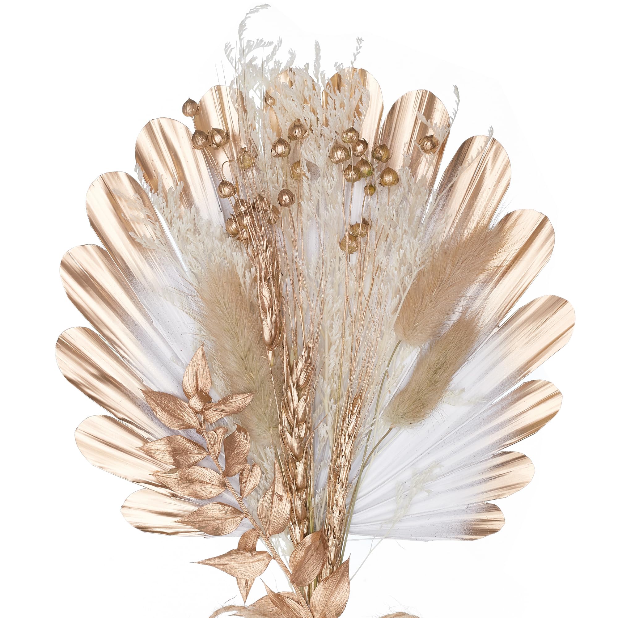 The Baked Studio Dried Flower Cake Topper Set - Gold and White Sun Palm