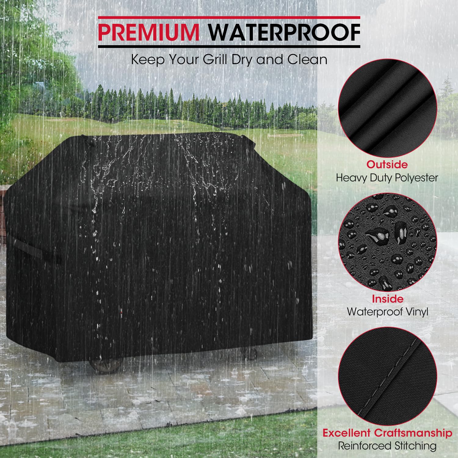 Unicook 165cm Heavy Duty Waterproof Grill Cover for Weber Genesis II 400