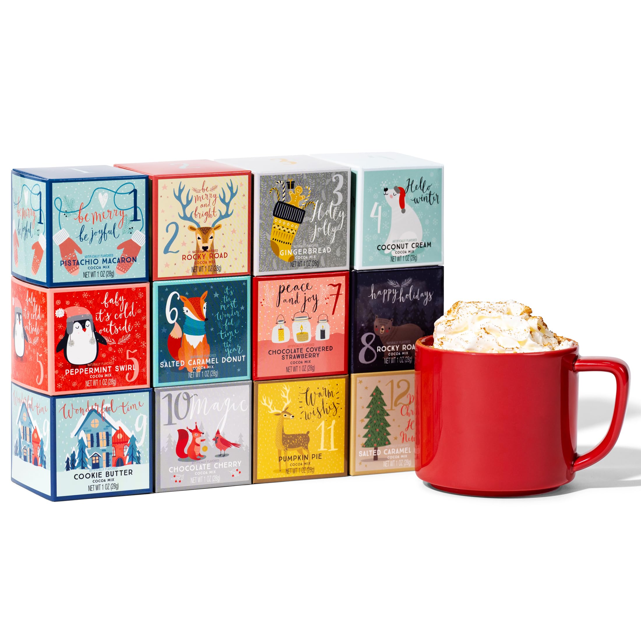 Thoughtfully Gourmet 12 Days of Christmas Hot Chocolate Gift Set - 12 Pack