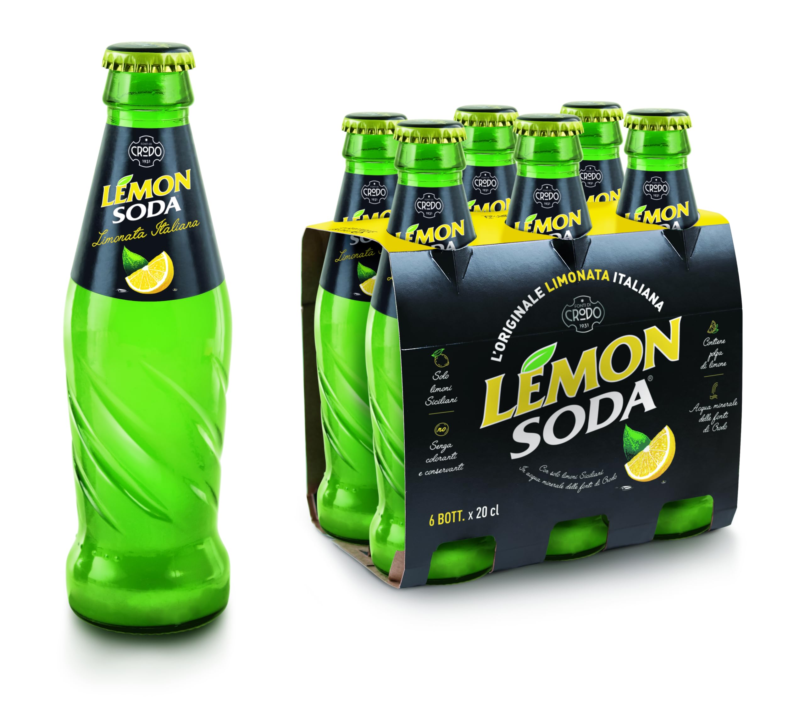 Lemonsoda Sparkling Lemonade - Italian Citrus Drink - 6 x 20 cl Pack