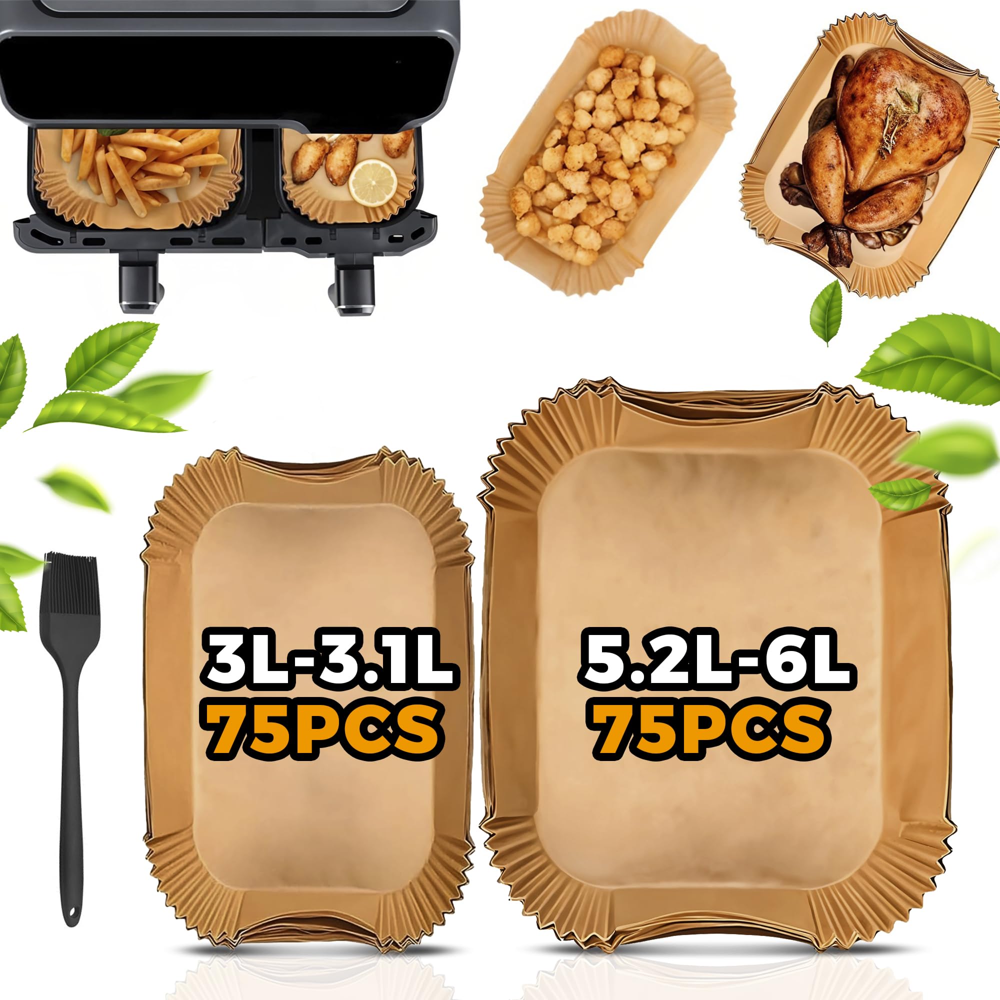 Pietuley Air Fryer Liners for Philips & Tefal Dual Air Fryers | 150PCS
