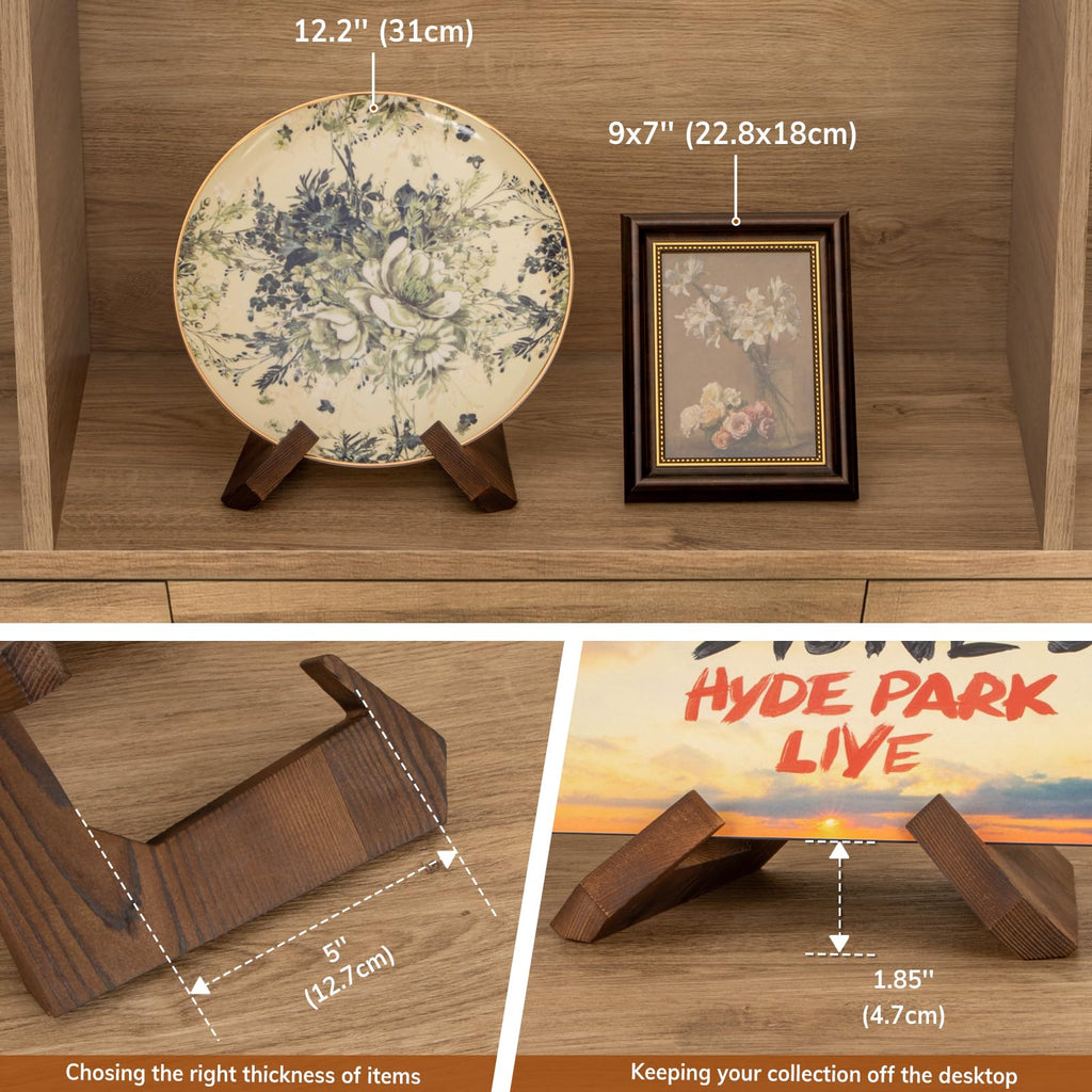 ANBOXIT Wooden Bowl Display Stands | 3-Pack 6.5 Inch Pine Plate Holders
