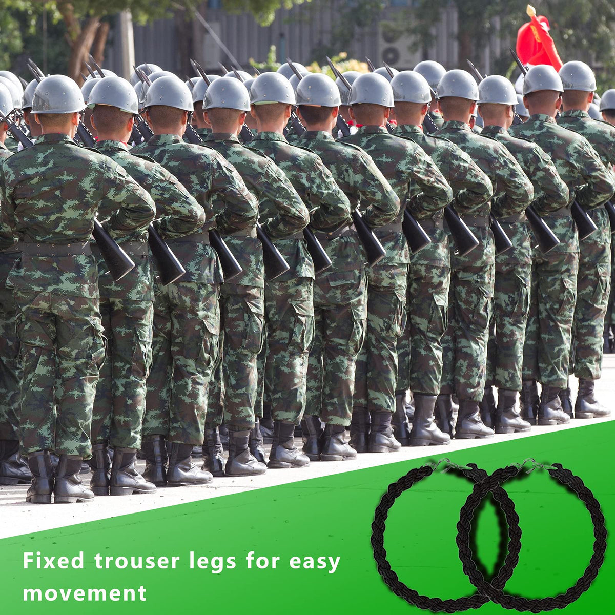 QincLing 10 Pieces Elastic Boot Straps Trouser Twists Leg Ties Blousing Garters with Metal Hooks for Navy Army Air Force - image 4