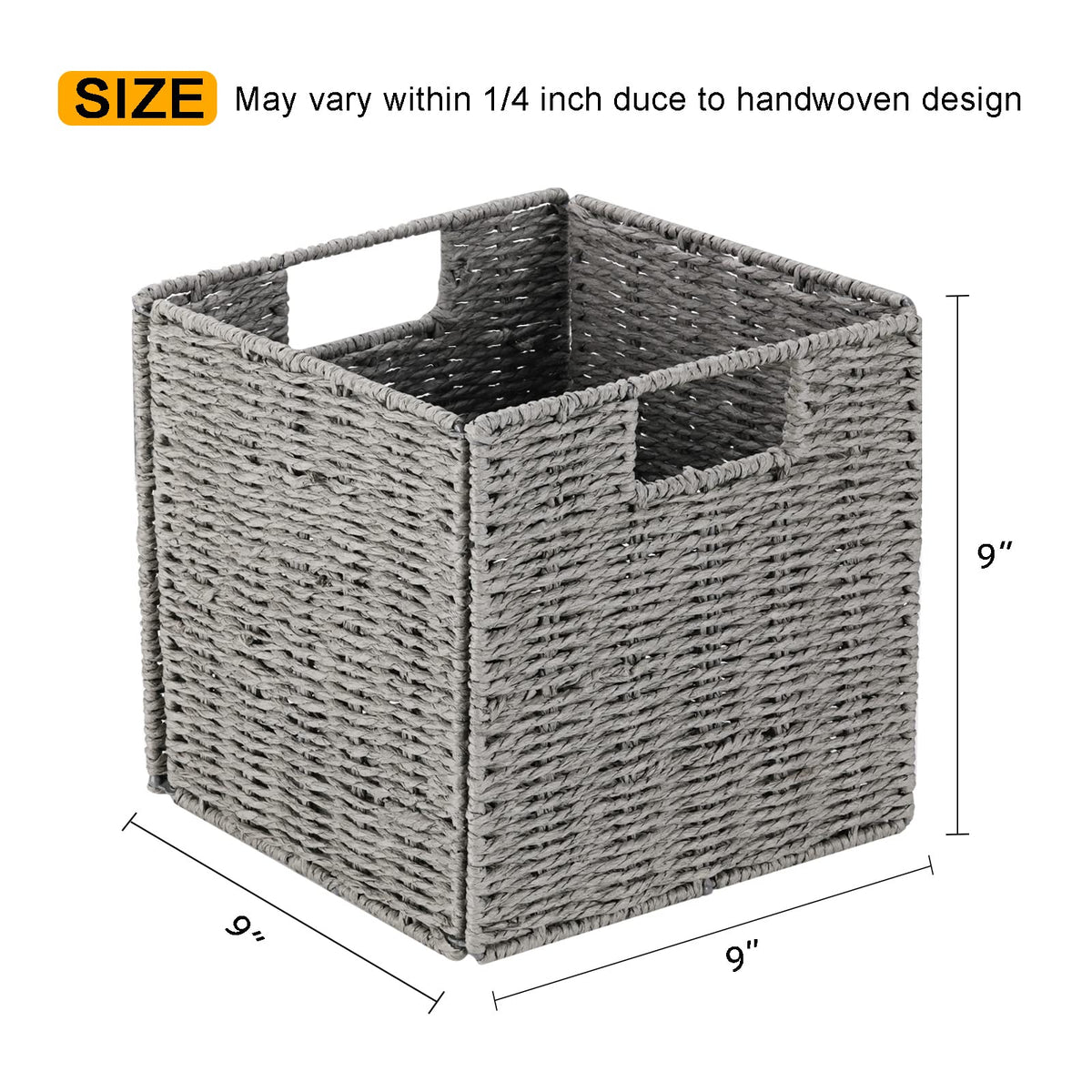 Vagusicc Storage Basket, Set of 2 Hand-Woven Paper Rope Wicker Baskets for Storage, Foldable Cube Storage Bins Organizer - image 2