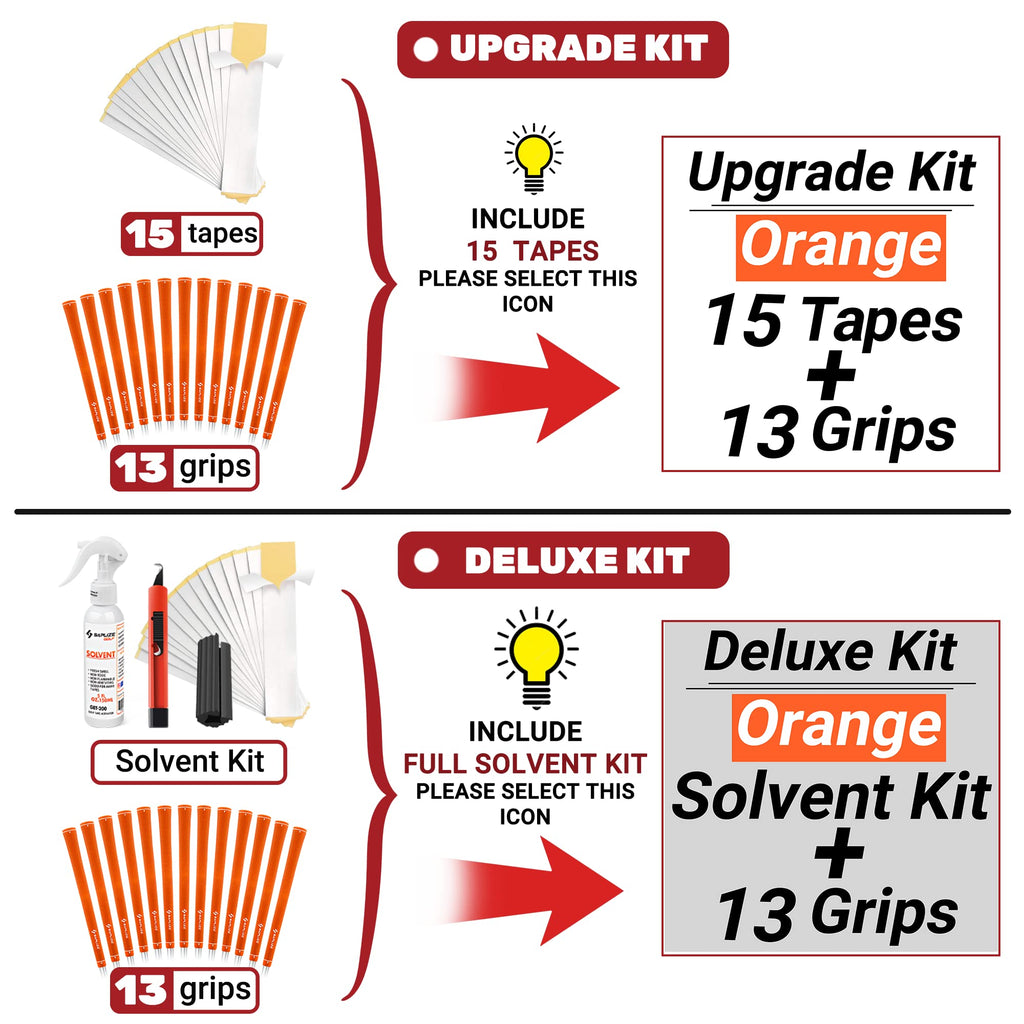 SAPLIZE Golf Grips – 13 Piece Rubber Club Grip Set with Regripping Kit