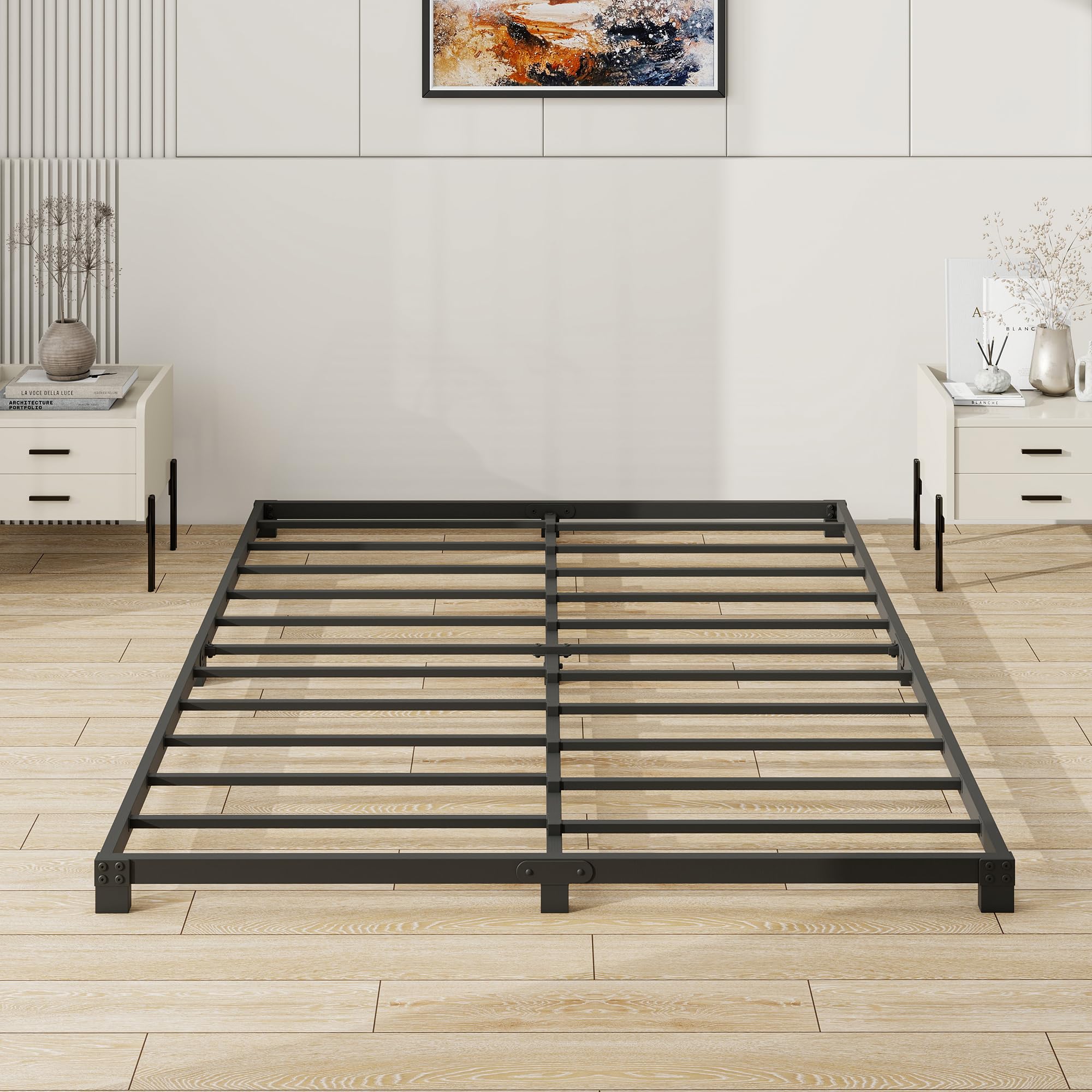 VERFARM King Size Metal Platform Bed Frame – 8cm Low Profile Heavy Duty