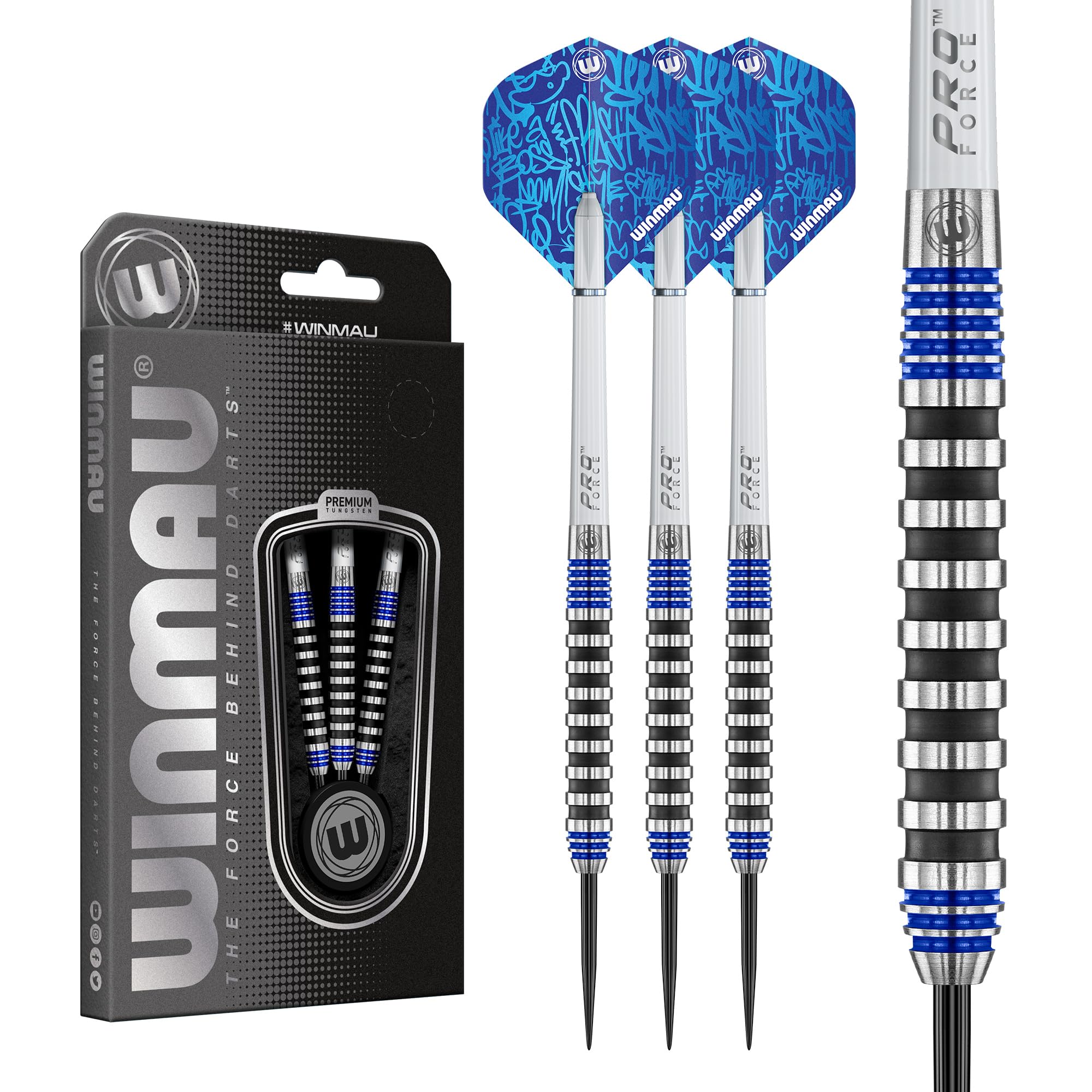 Winmau Advance 500 Series 90% Tungsten Steeltip Darts - Blue 24g