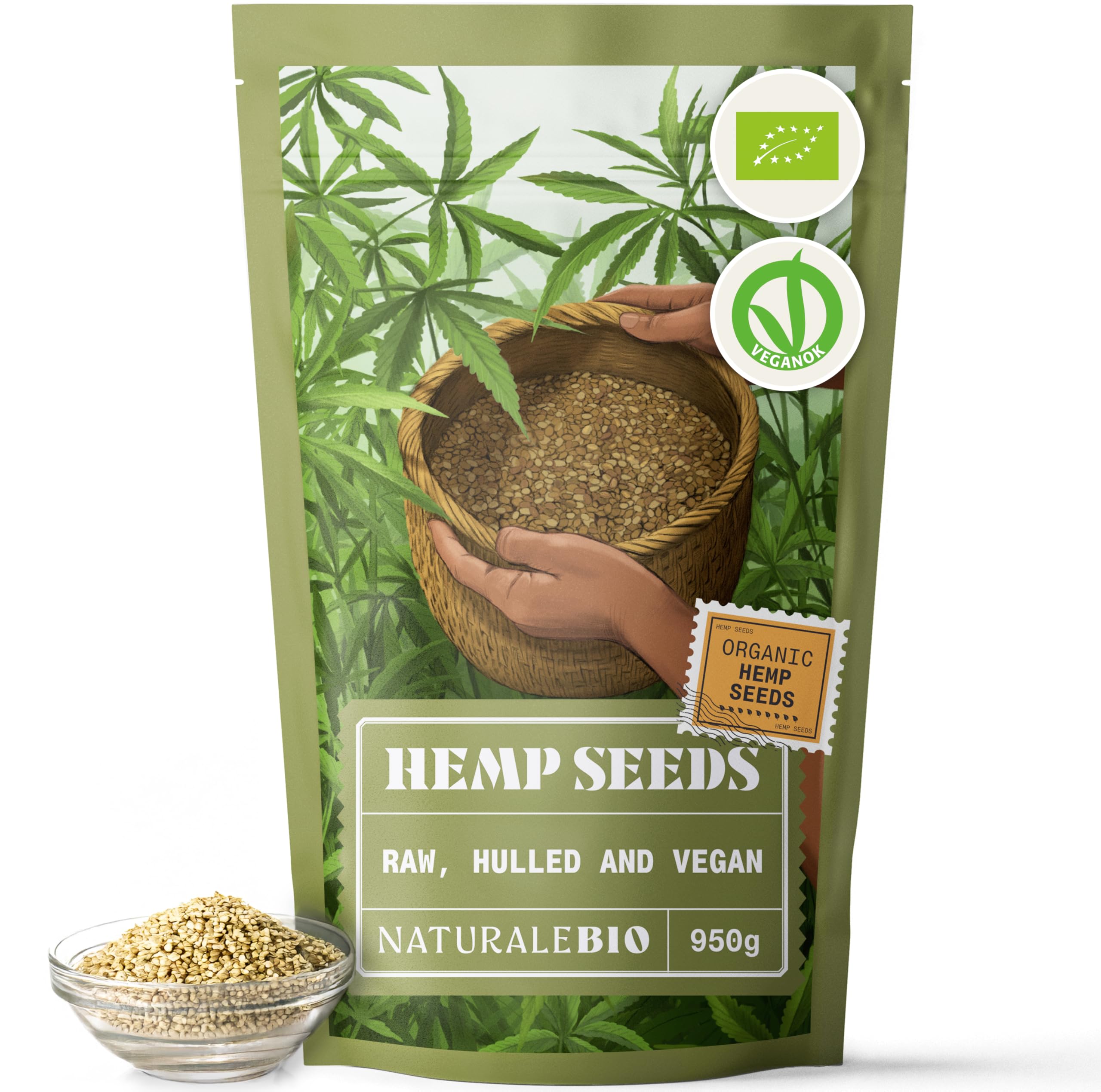 NaturaleBio Organic Hemp Seeds 950g | Vegan Plant-Based Protein