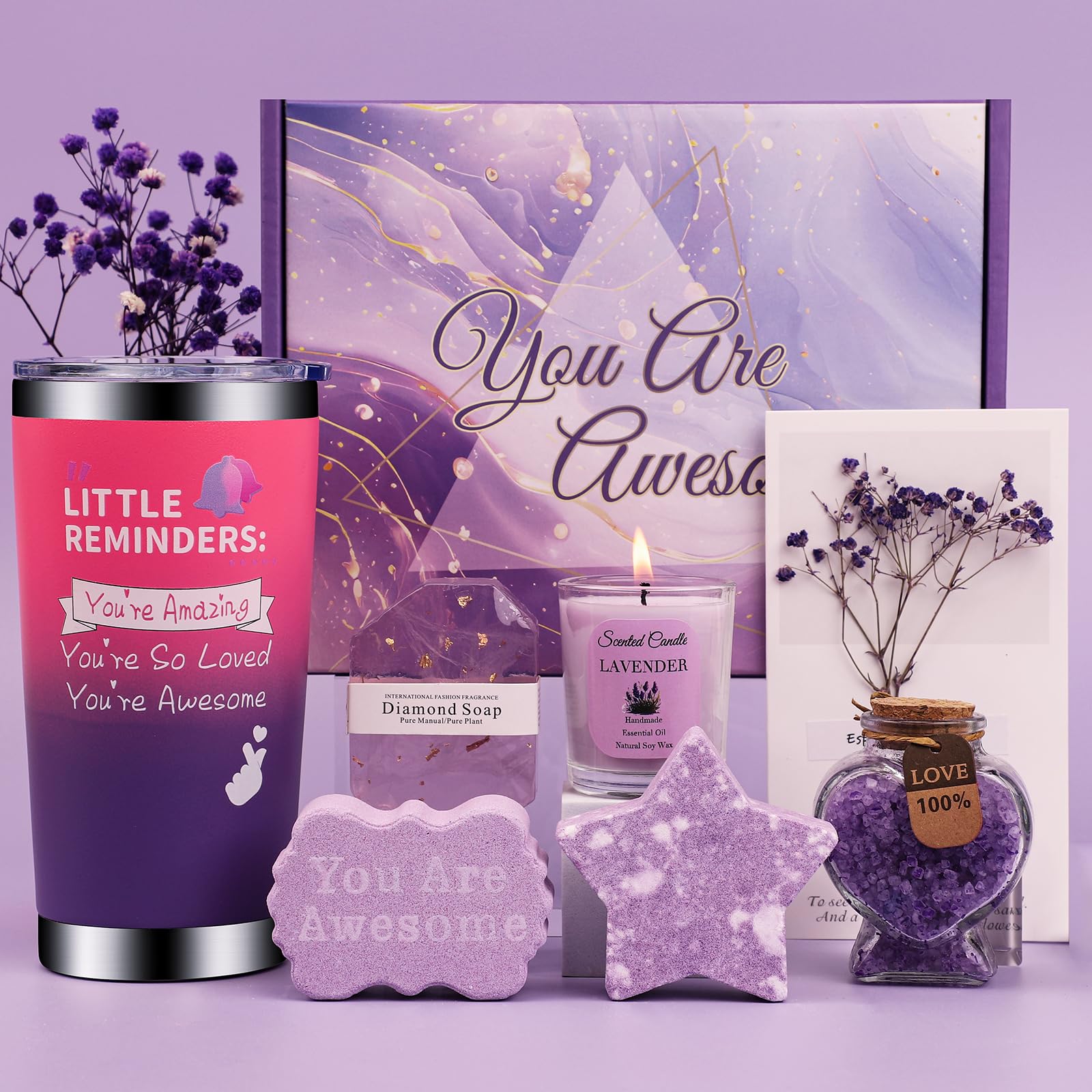 Lavender Spa Gift Set – 7-Piece Self Care Pamper Hamper for Women