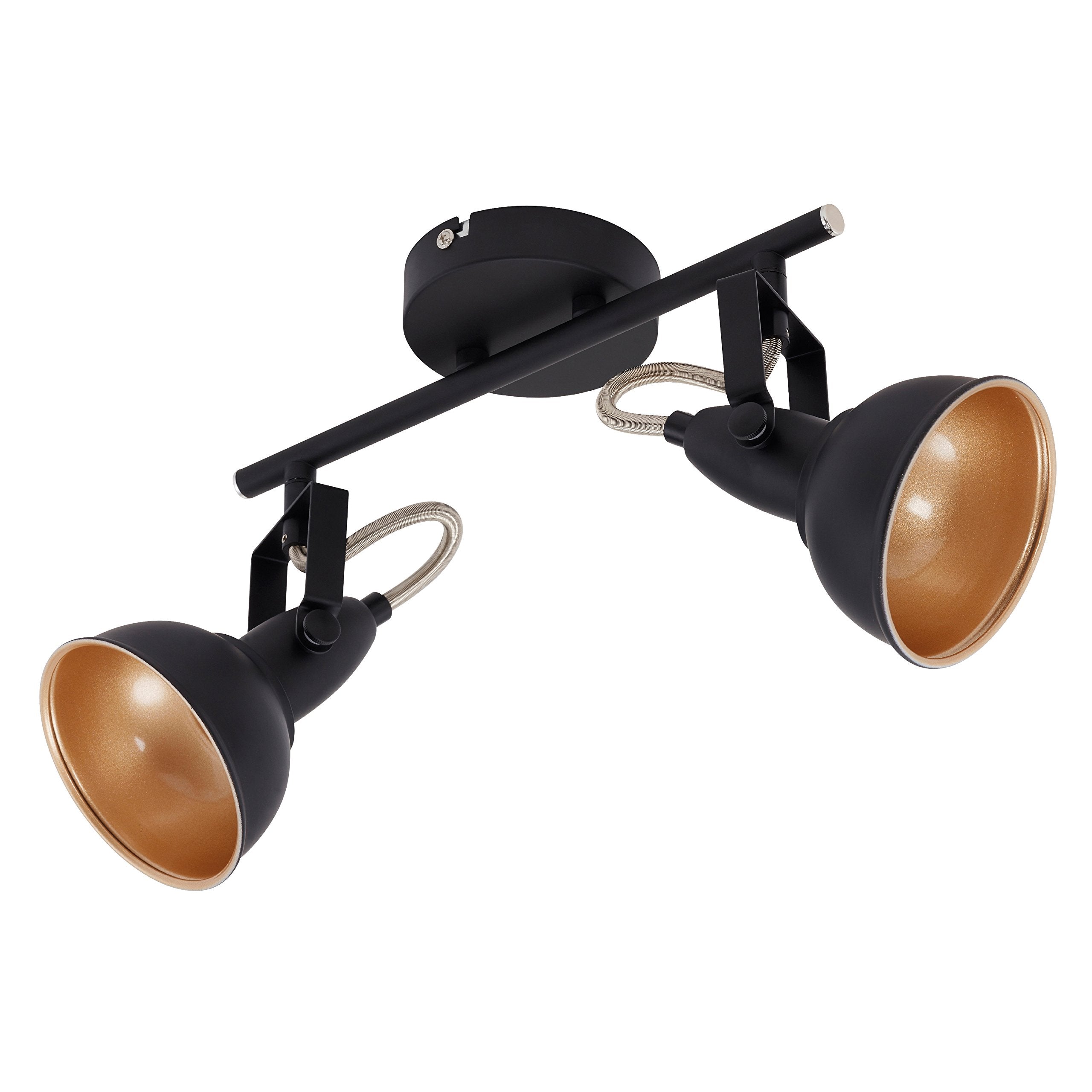 Briloner Leuchten Retro Ceiling Light – 2-Spot Black & Gold Metal Lamp