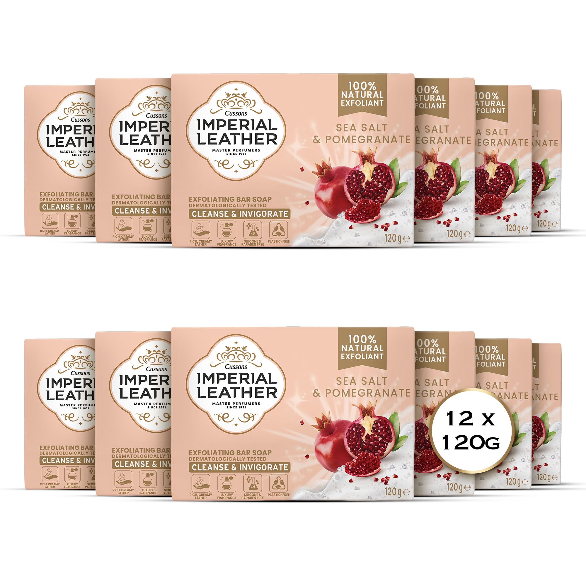 Imperial Leather Pomegranate & Sea Salt Exfoliating Bar Soap - 12 x 120g
