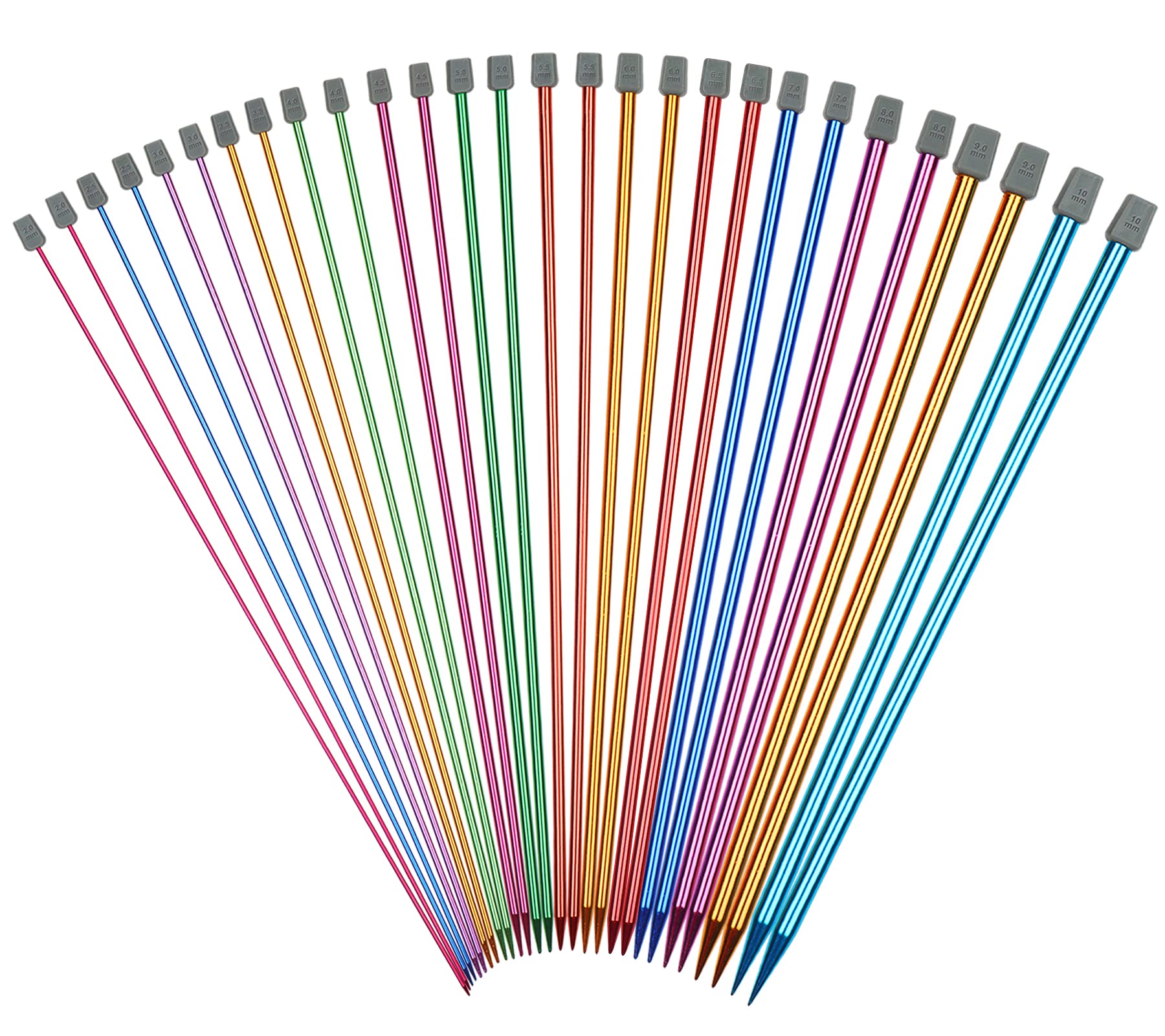 Coopay Aluminum Knitting Needles Set - 14 Pairs of 35cm Straight Needles