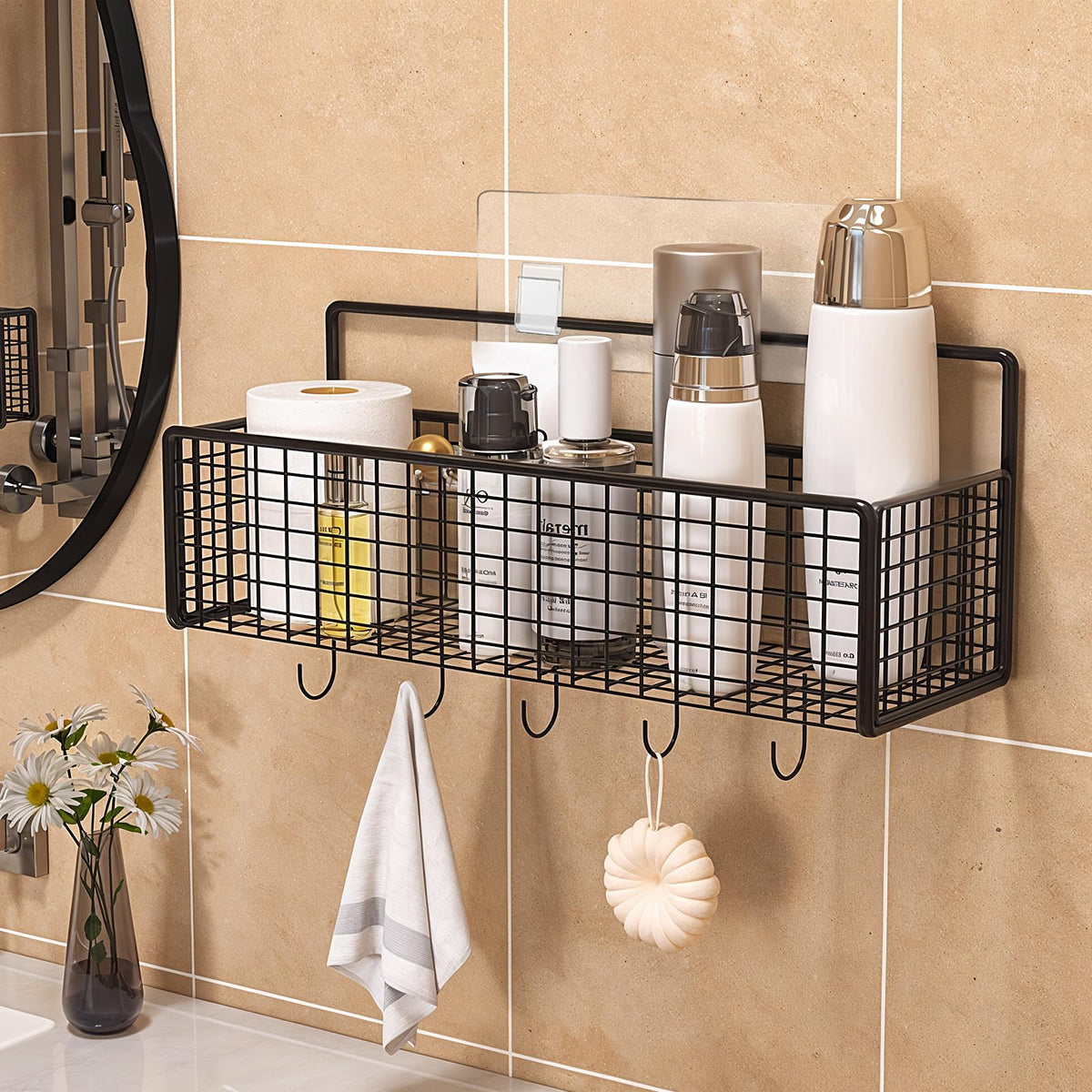 8 Pack Shower Caddy Hook, Clear Adhesive Replacement - No Drilling Waterproof Wall Strong Strips for Corner Storage, Bathroom Shelves and Kitchen Rack - image 4