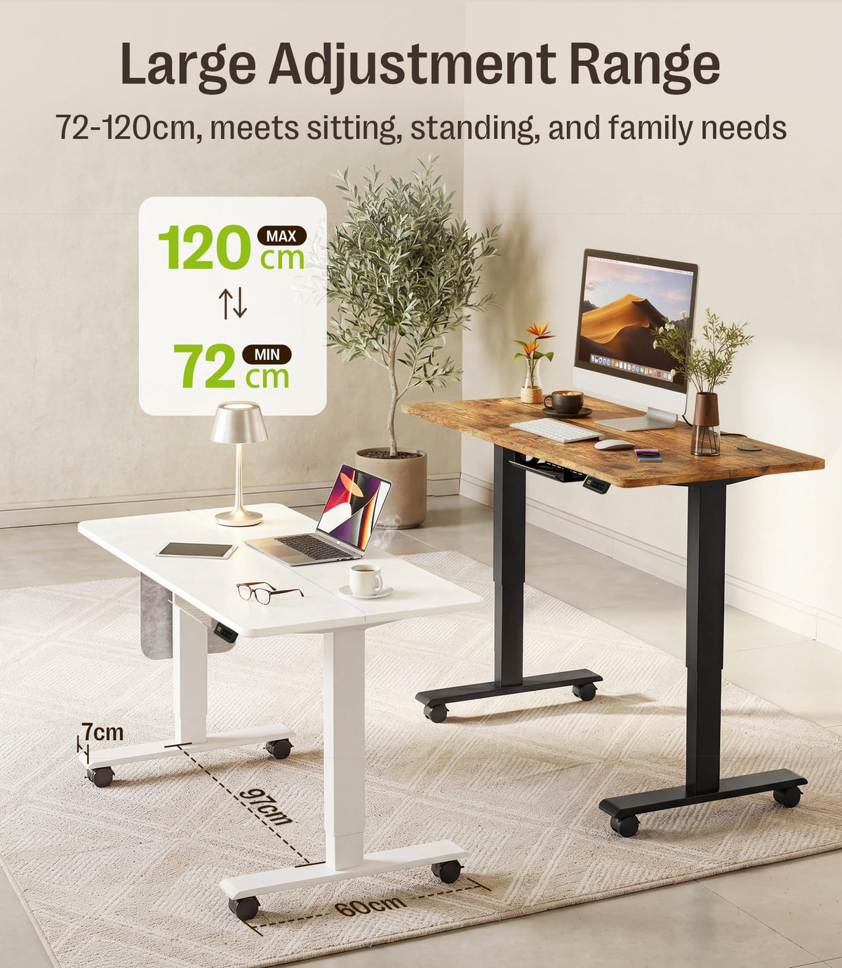 MAIDeSITe Electric Height Adjustable Standing Desk, 120x60cm Sit Stand Desk - image 3