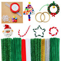 YYUENG TAK 200pc Green Pipe Cleaners Craft Kit with Glitter Chenille Stems