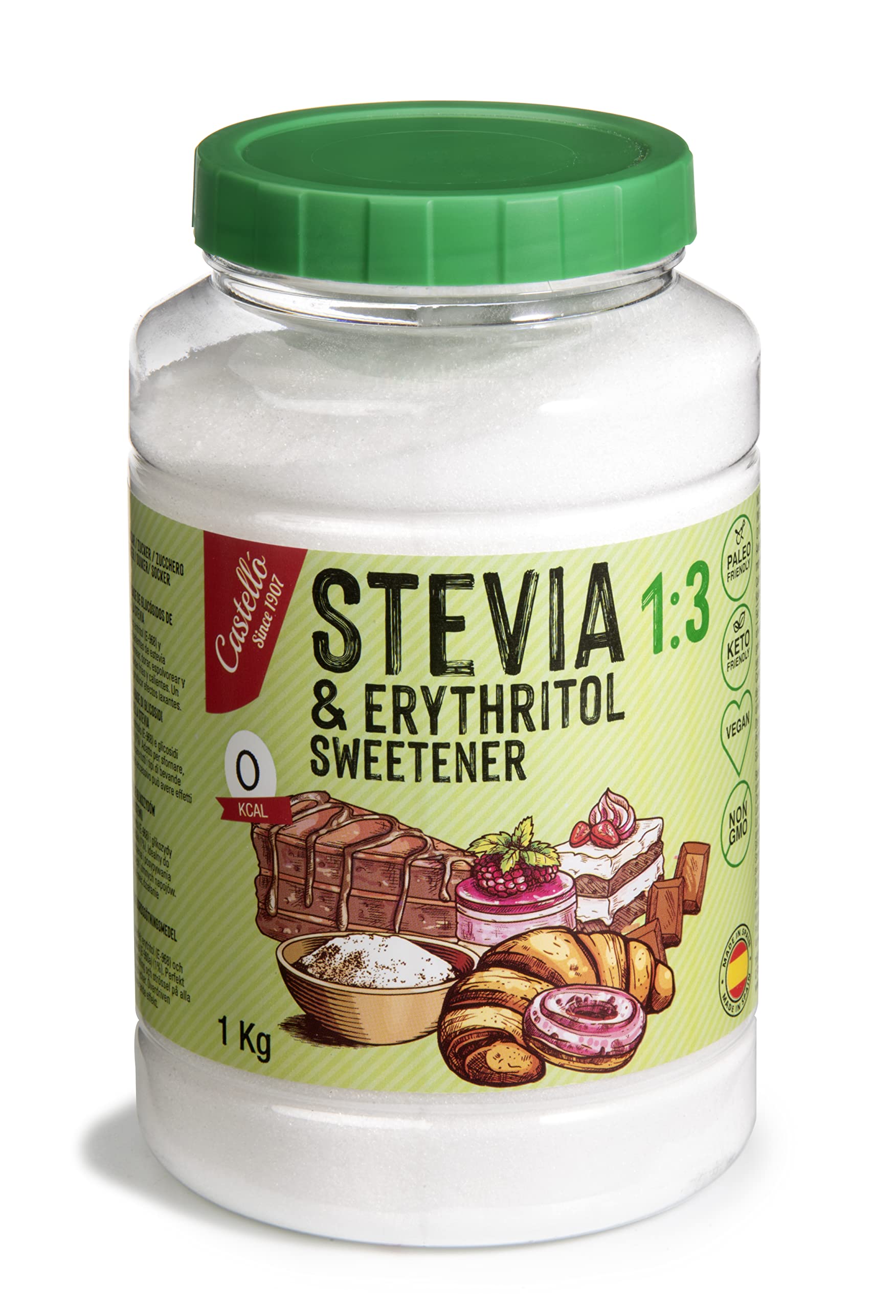Castello Stevia + Erythritol 1:3 Natural Sweetener - 1kg Keto Sugar Substitute