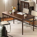 140cm Solid Poplar Wood Dining Table Dark Walnut Finish Rectangular Solid