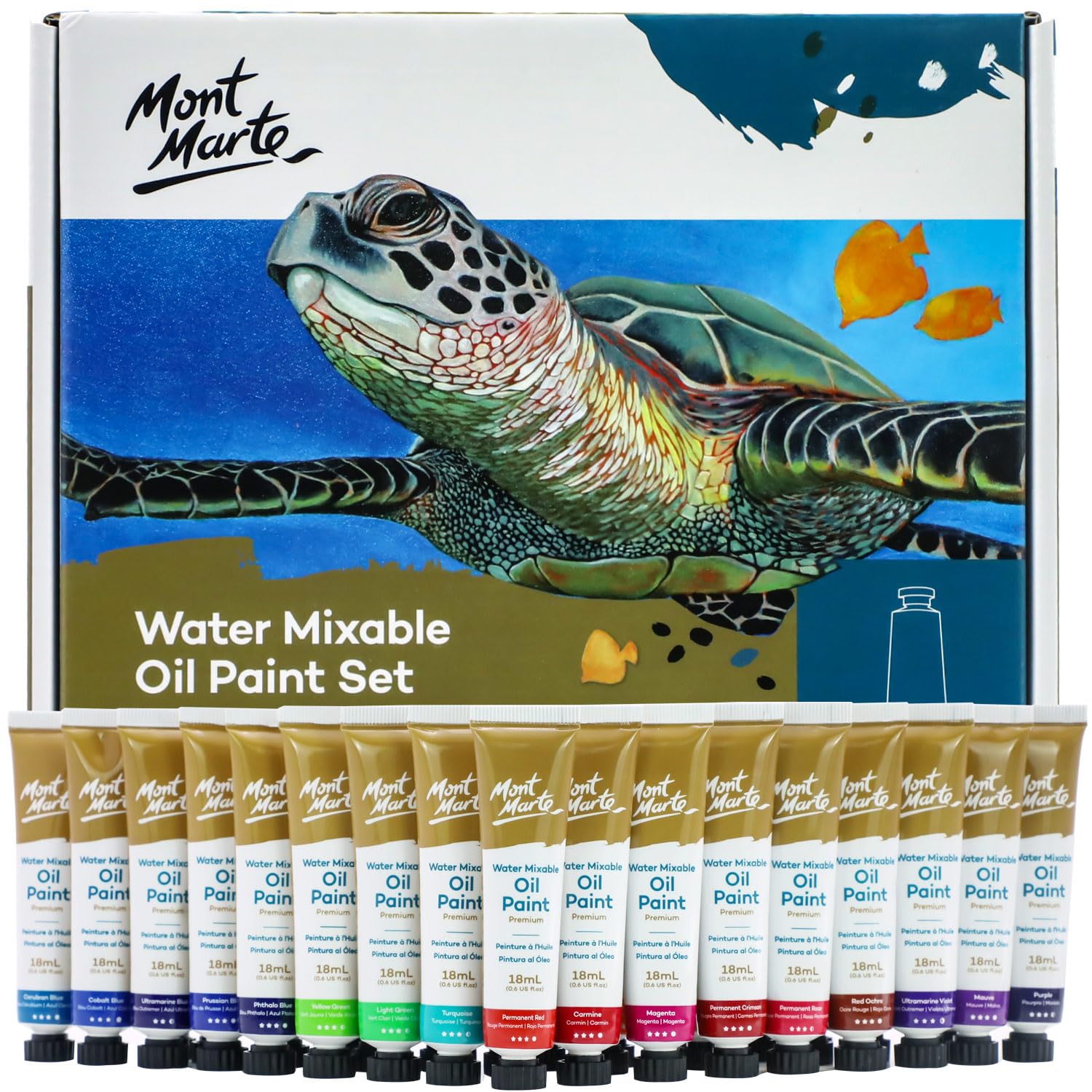 Mont Marte H2O Water Mixable Oil Paint Set – 36 Colors, 18ml Tubes