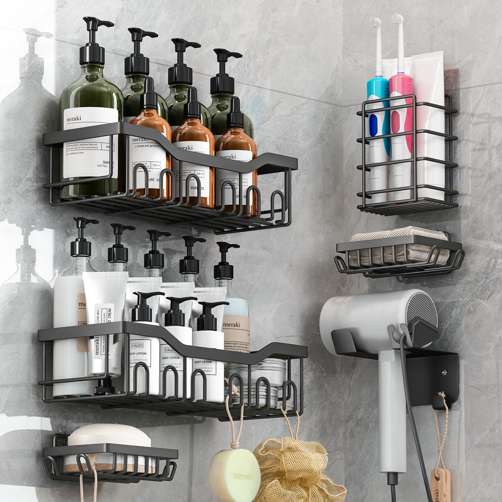 Rigors 6-Pack Shower Caddy – Rustproof Stainless Steel Bathroom Organizer