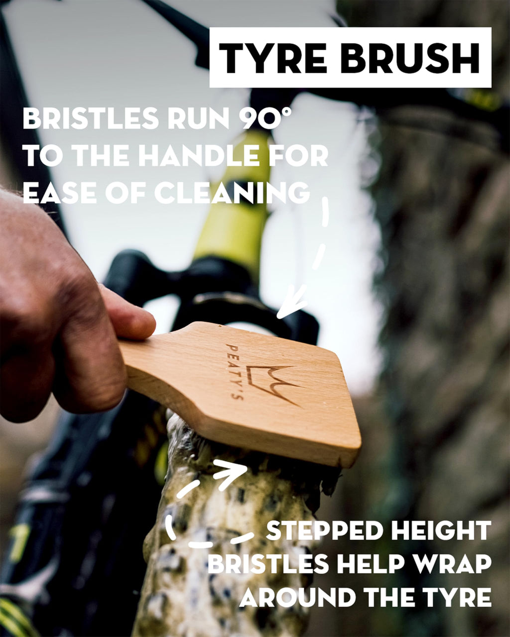 Peaty's 4-Piece Bicycle Brush Set – Waxed Beech Wood Cleaning Kit