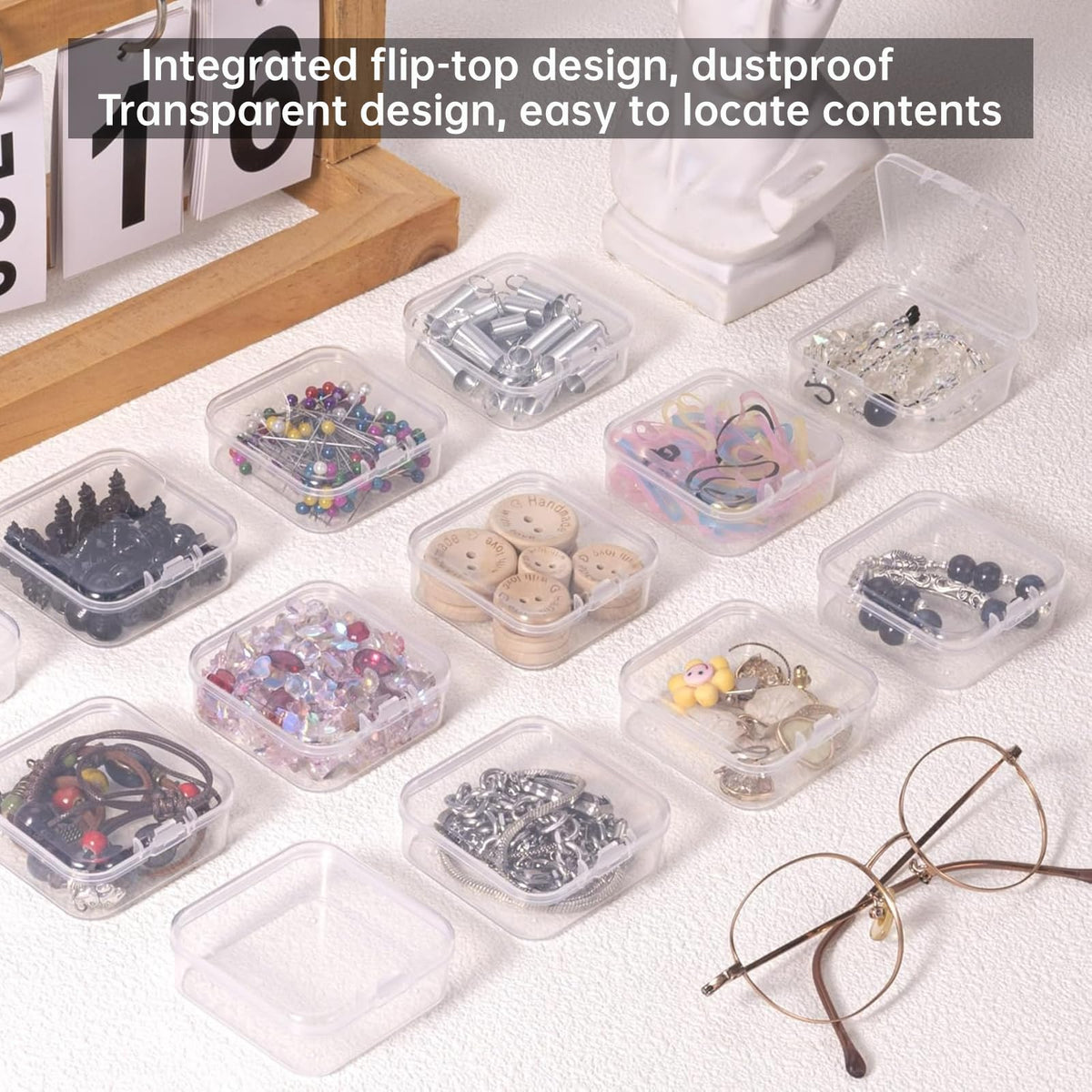 UNINGYI Bead Organiser Storage Box, Small Storage Boxes with Lid Small - image 2