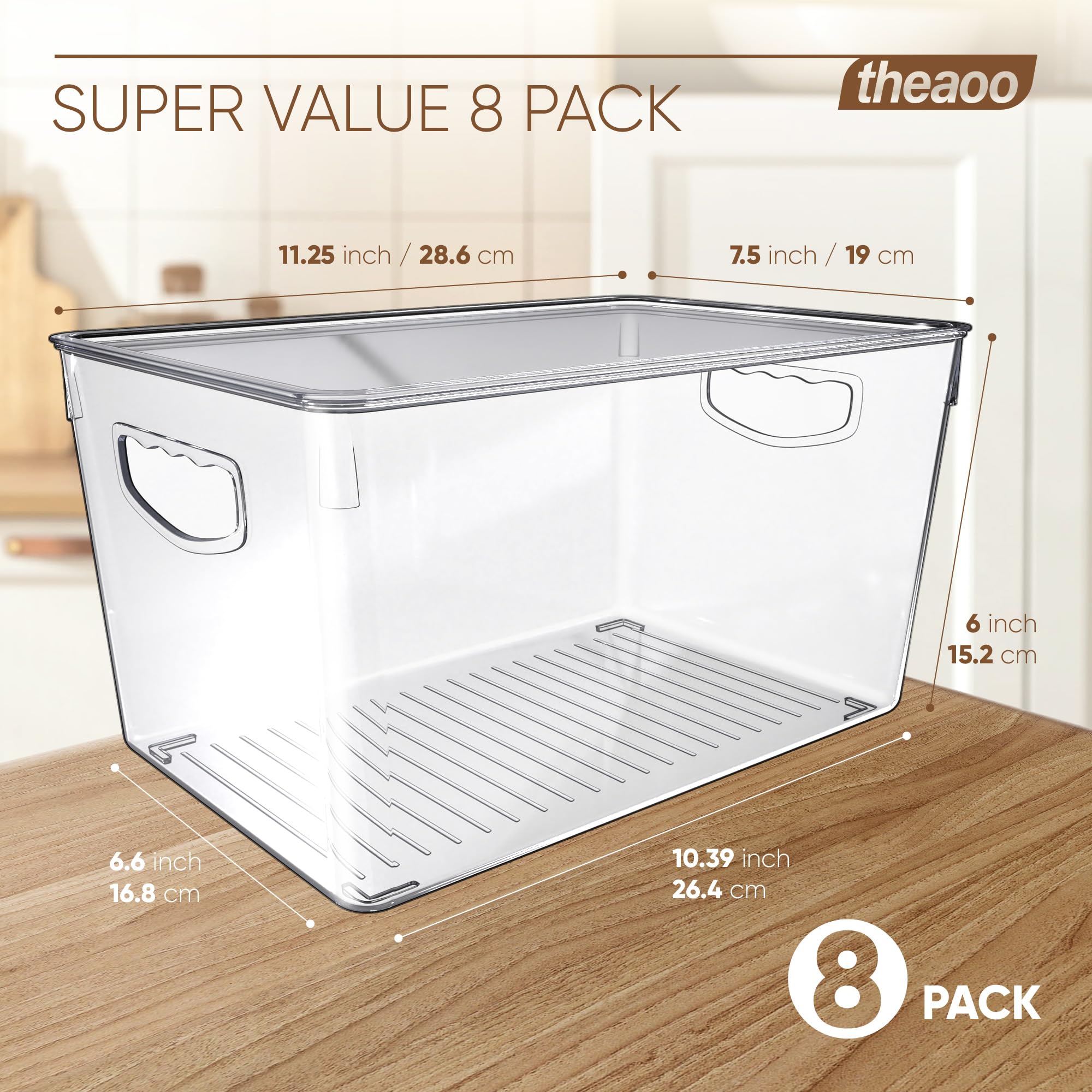 8 Pack Clear Stackable Storage Bins with Lids for Pantry