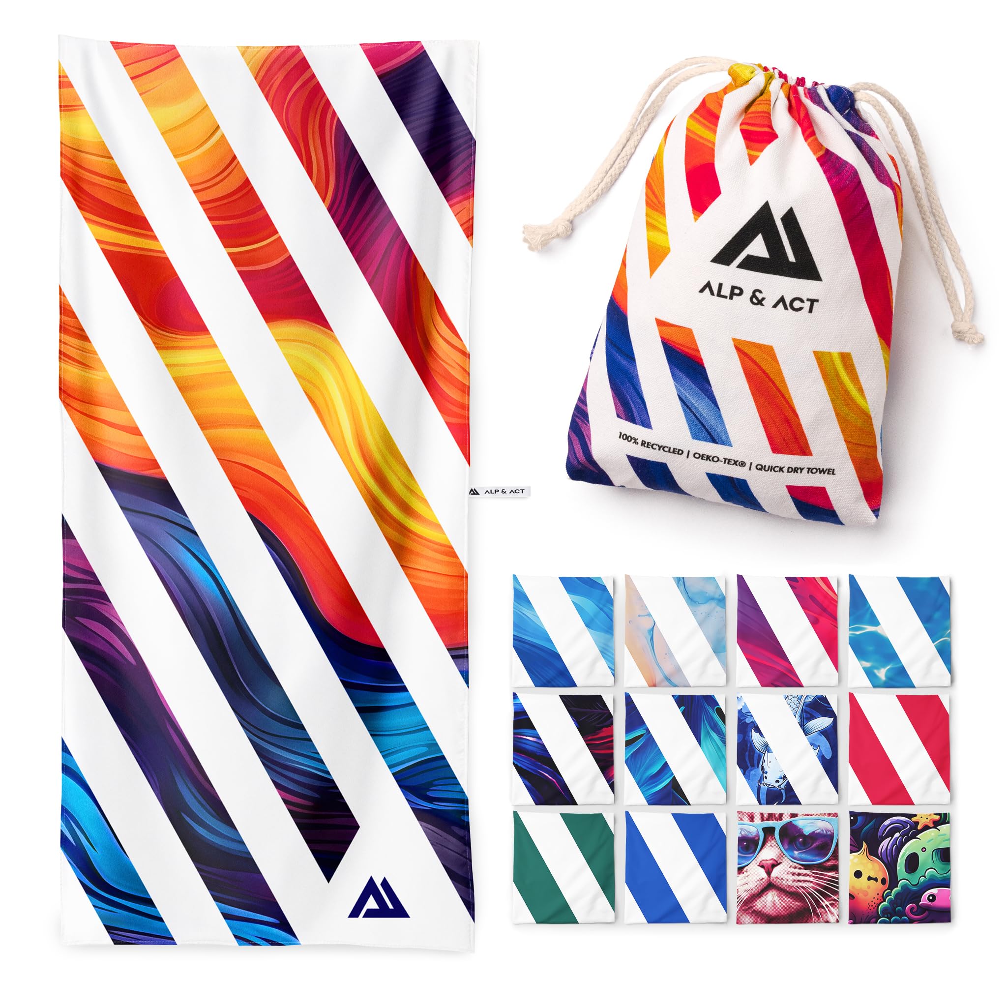 ALP & ACT XXL Microfiber Beach Towel – 200x90cm Recycled Quick Dry