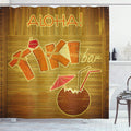ABAKUHAUS Tiki Bar Shower Curtain | Waterproof Fabric Bathroom Decor Set