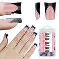 NOVO OVO Short Duck Nail Tips | Black French Tip Soft Gel Press On Nails