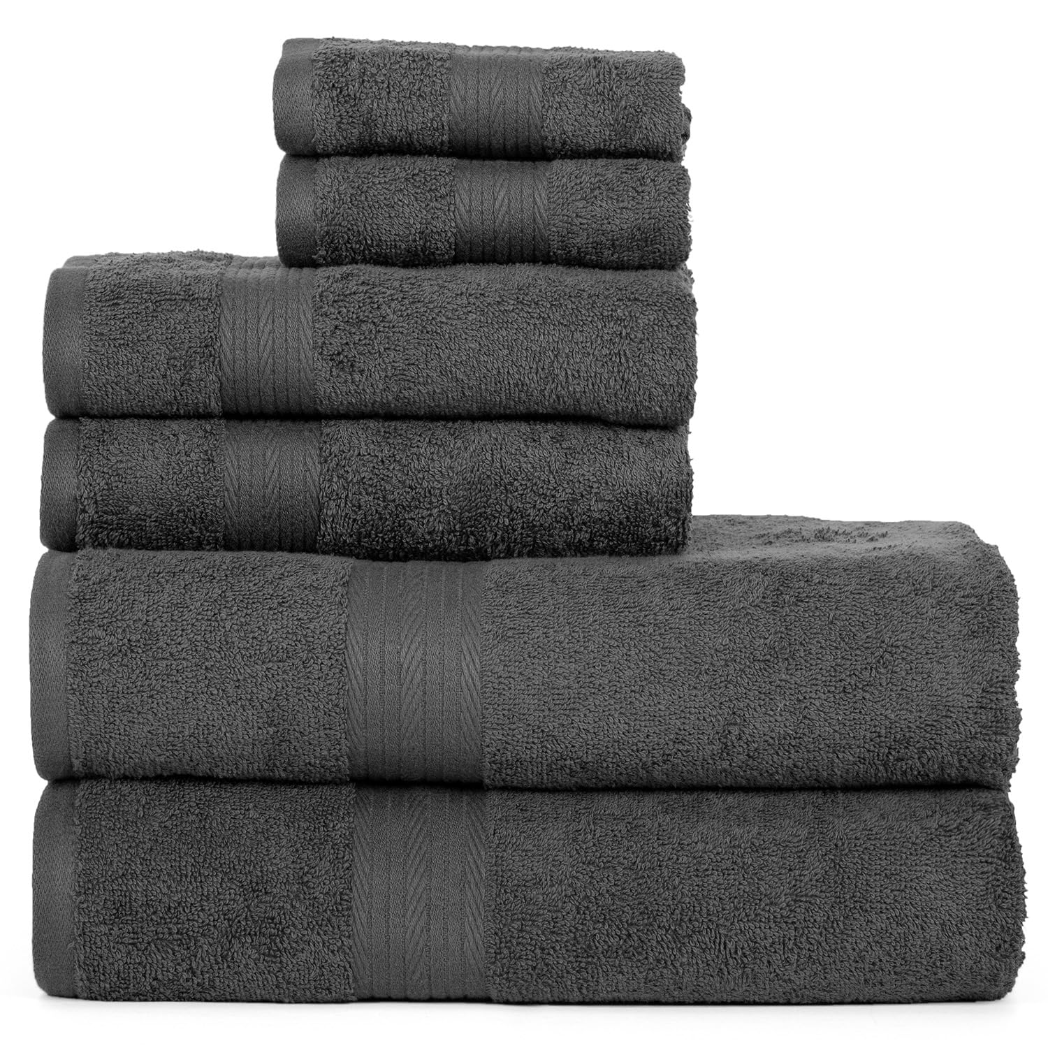 Ample Decor 6-Piece Cotton Bath Towel Set | 600 GSM Soft & Absorbent – Grey