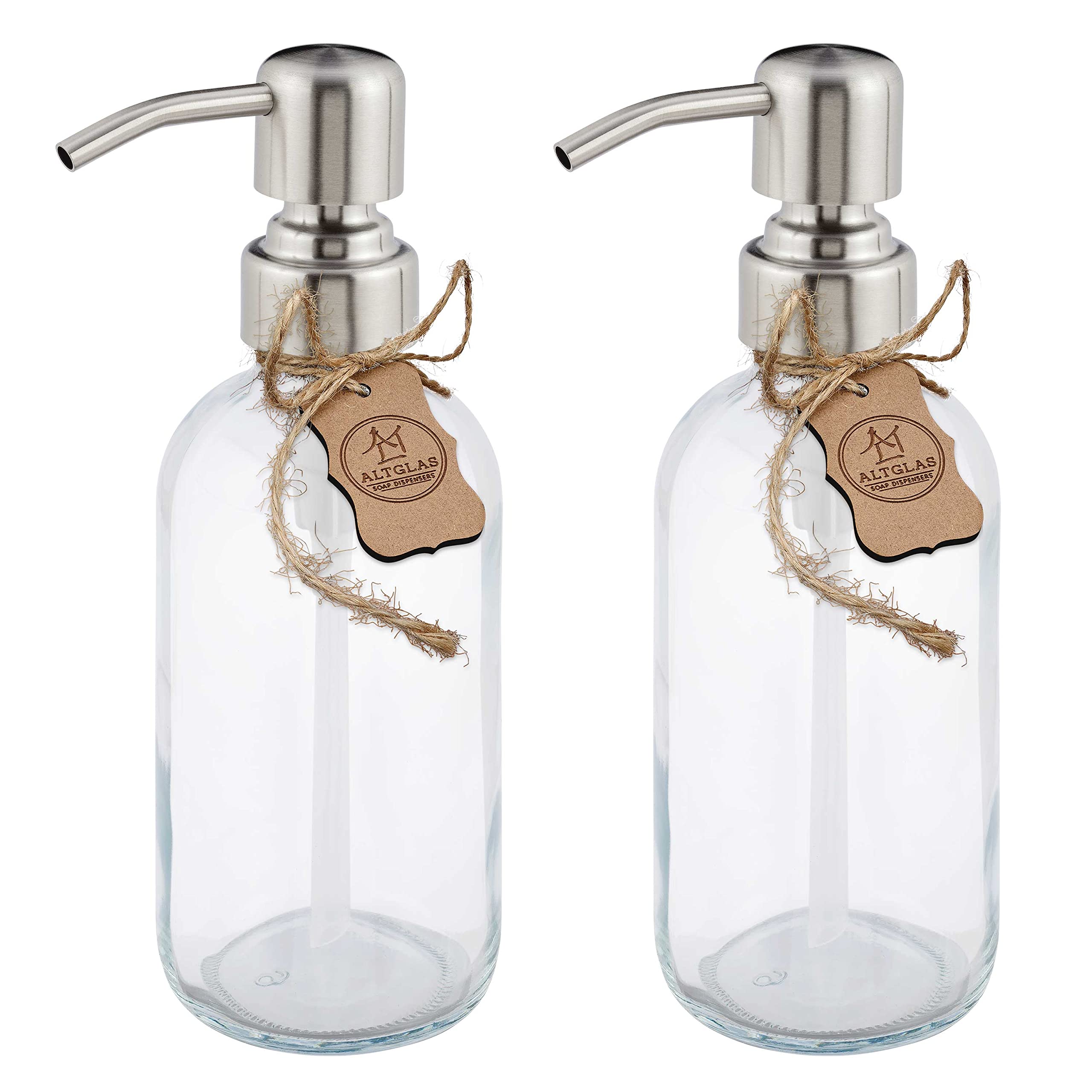 ALTGLAS Glass Soap Dispenser Set – 250ml Clear Bottle & Stainless Pump