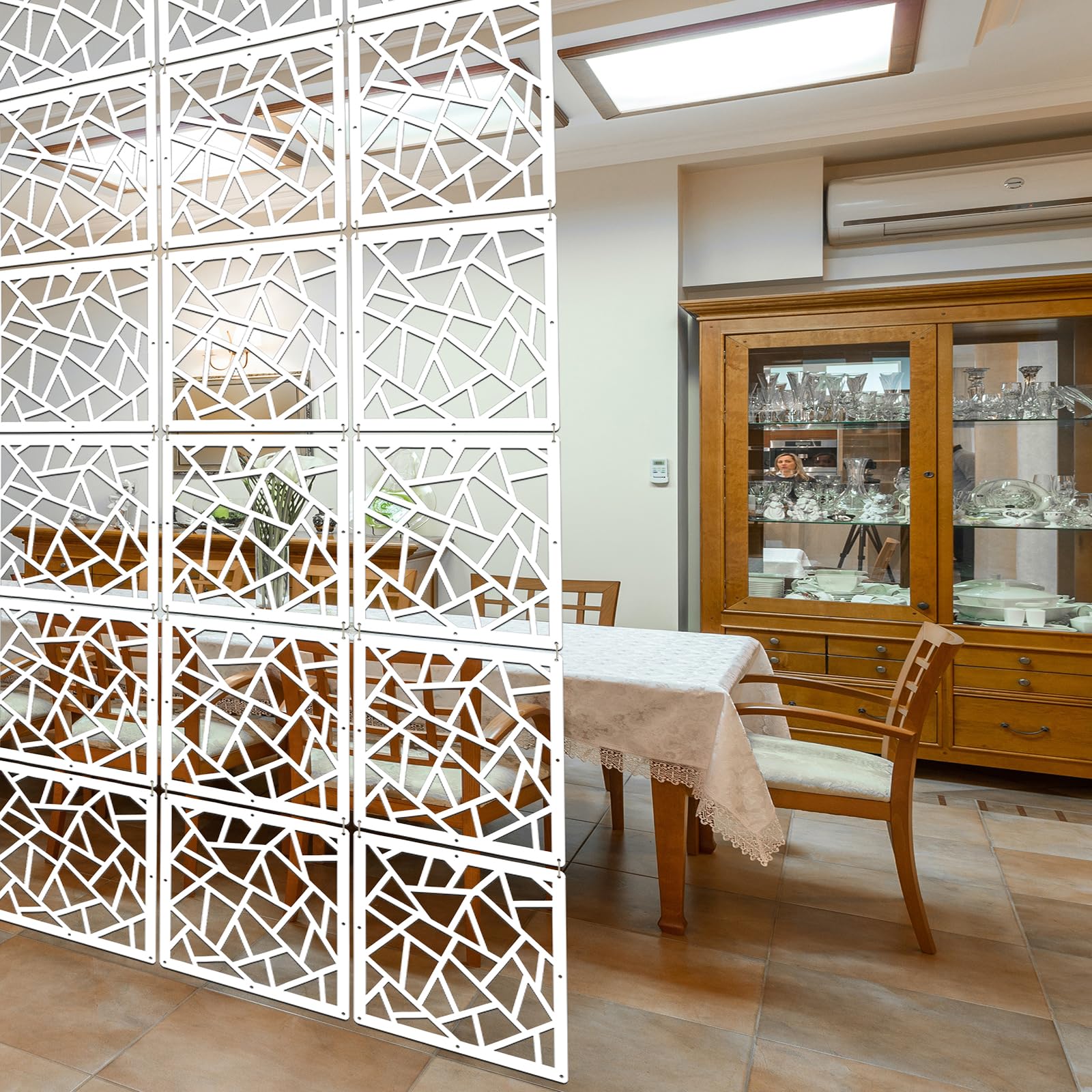 Lchen Hanging Room Divider | 10-Piece Wood-Plastic Privacy Screen Panels