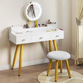 YITAHOME Makeup Vanity with LED Mirror, 3 Drawers & Stool - White