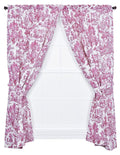 Ellis Curtain Victoria Park Toile Cotton Window Panels with Tiebacks, Red