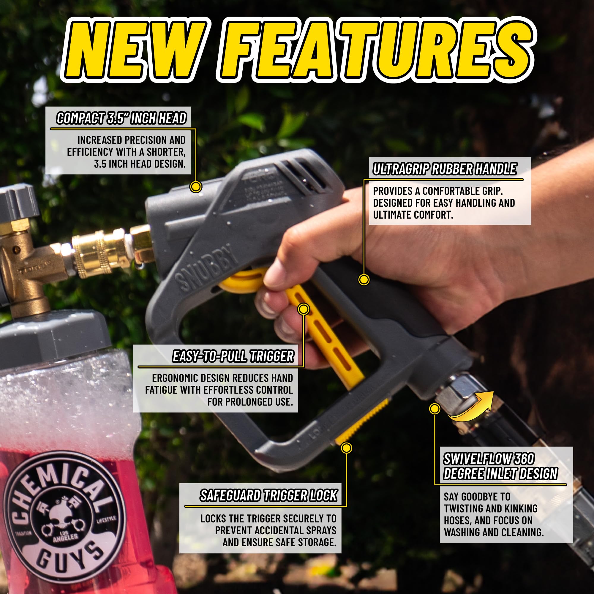 Chemical Guys Snubby Pressure Washer Gun | Compact Foam Cannon Attachment