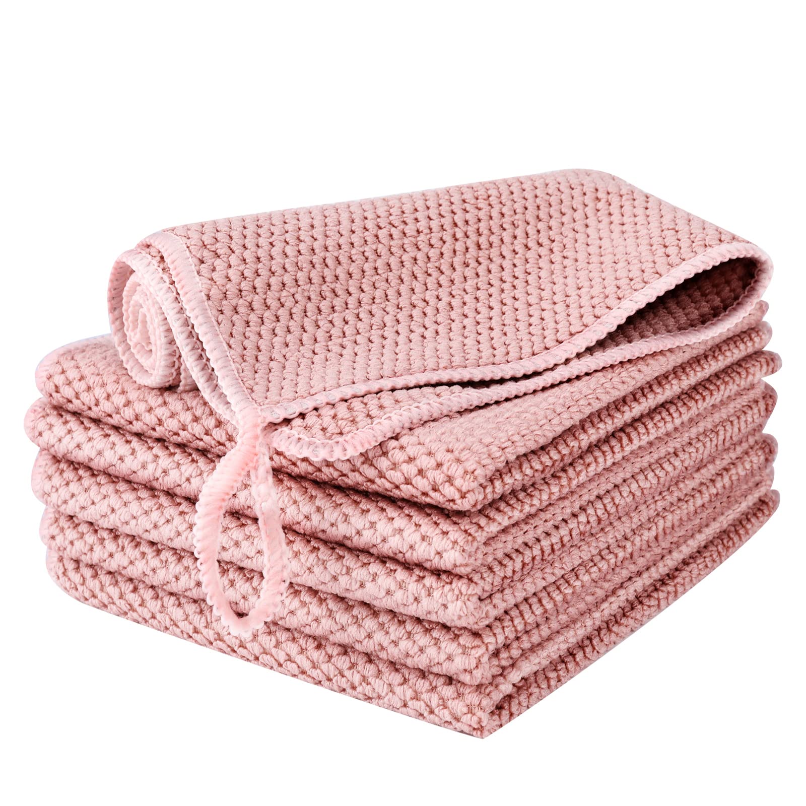 EURSPEUNG Microfibre Cleaning Cloths – 6 Pack Pink All-Purpose 30x30cm