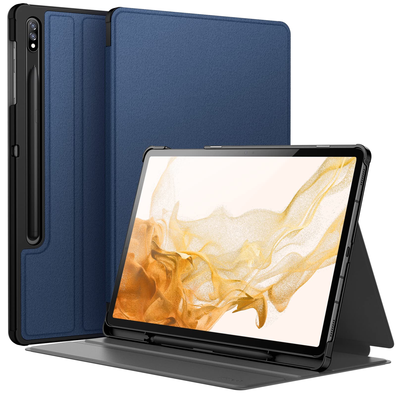JETech Samsung Galaxy Tab S8 Plus/S7 FE Case with S Pen Holder - Navy