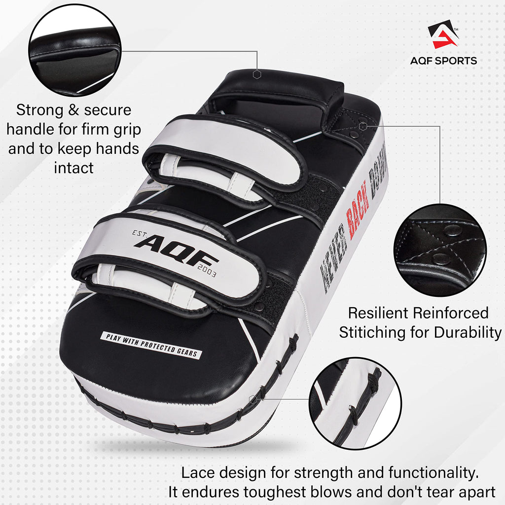 AQF Maya Hide Leather Curved Thai Kick Pads – MMA Strike Shield