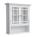 Teamson Home Neal White Wooden Bathroom Wall Cabinet with 2 Glass Doors