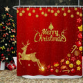 Ttincceer Merry Christmas Shower Curtain | Golden Elk Waterproof Polyester