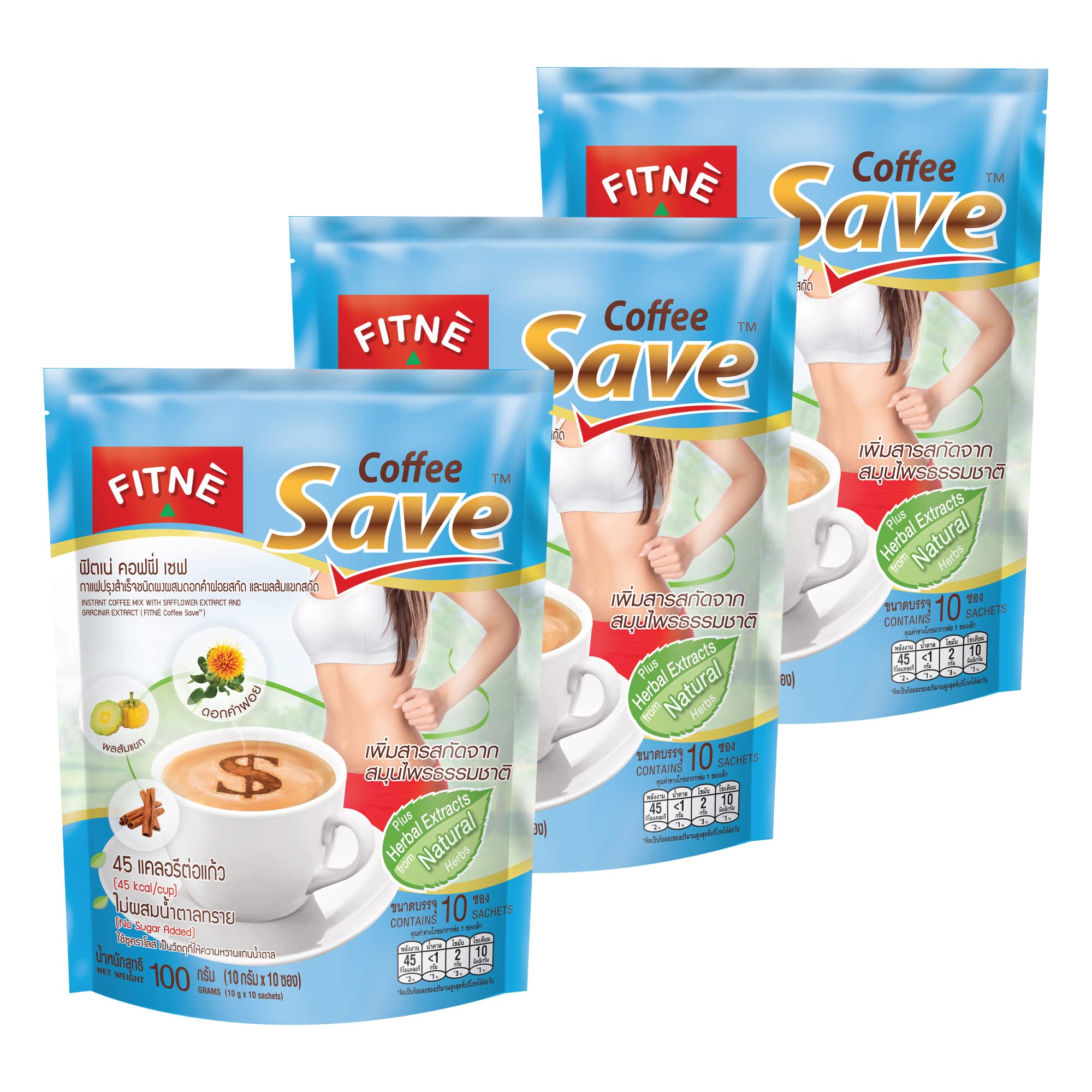 FITNE Herbal Instant Coffee - Sugar-Free Garcinia & Cinnamon, 30 Sticks