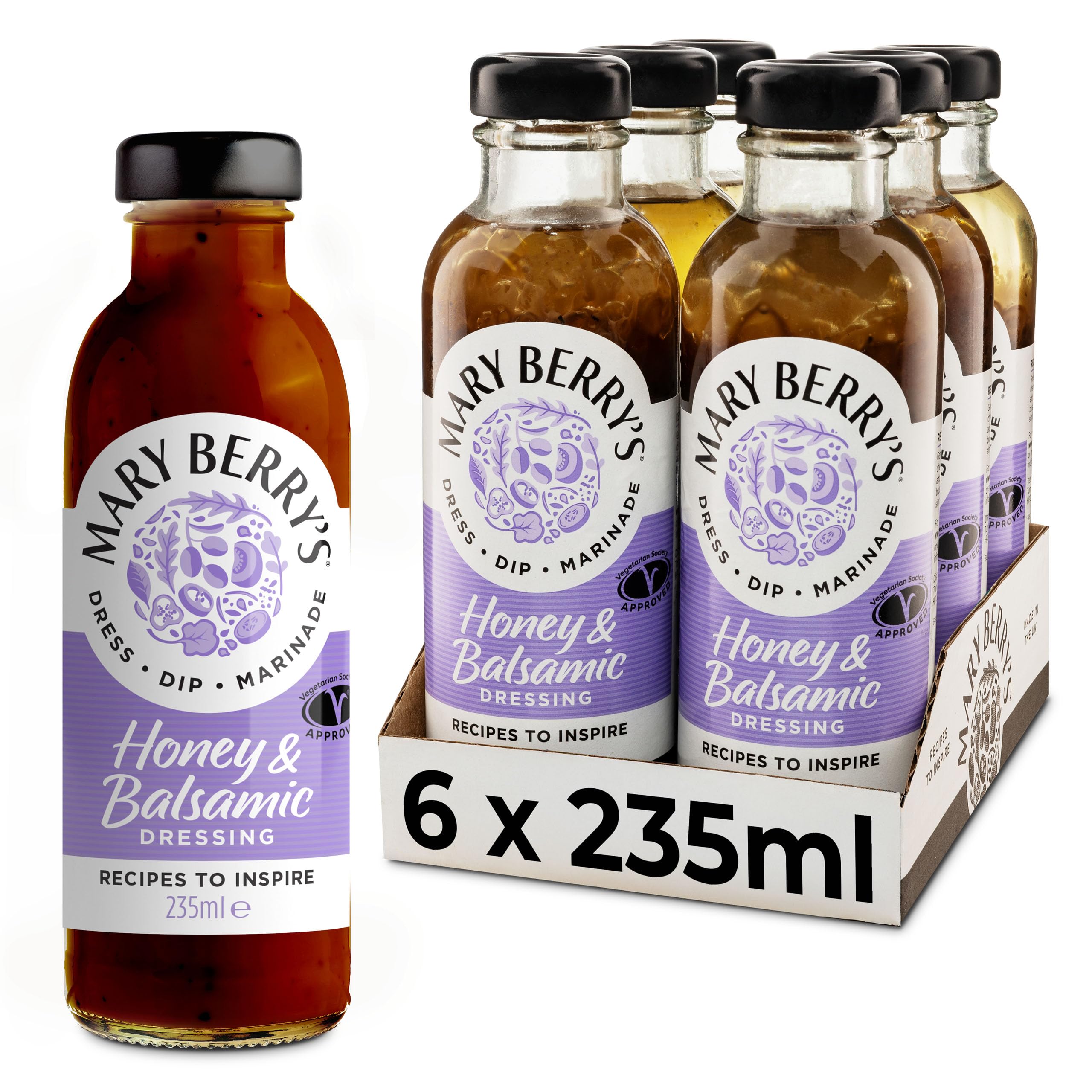 Mary Berry's Honey and Balsamic Vinaigrette Dressing, 235ml (Pack of 6)