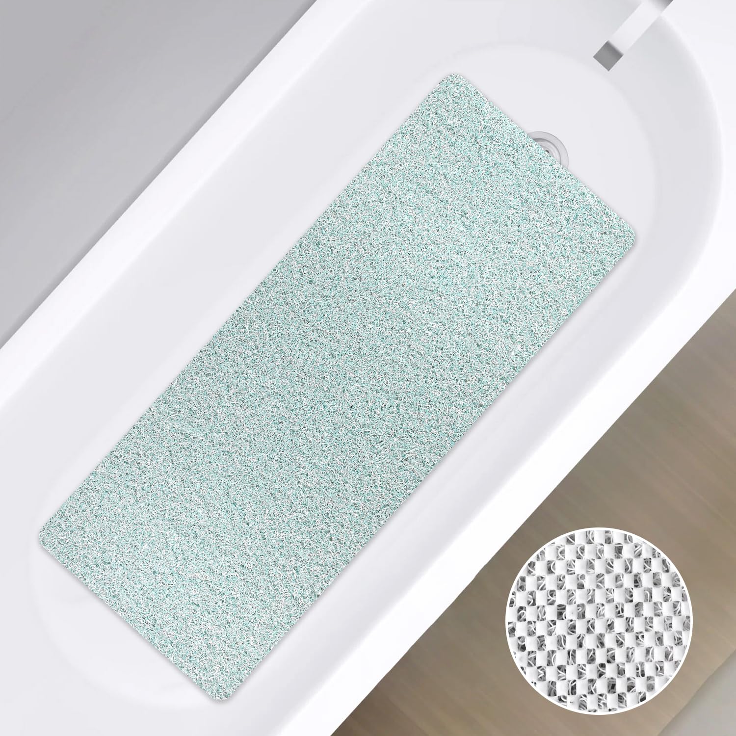 Jolof Store Extra Long Non-Slip Bath Mat – 100x40cm Loofah Shower Mat