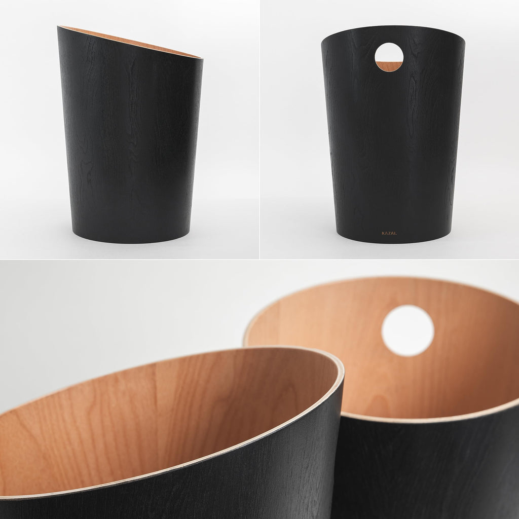 Kazai Bennet Real Wood Veneer Paper Bin – Oak Minimalist Waste Basket