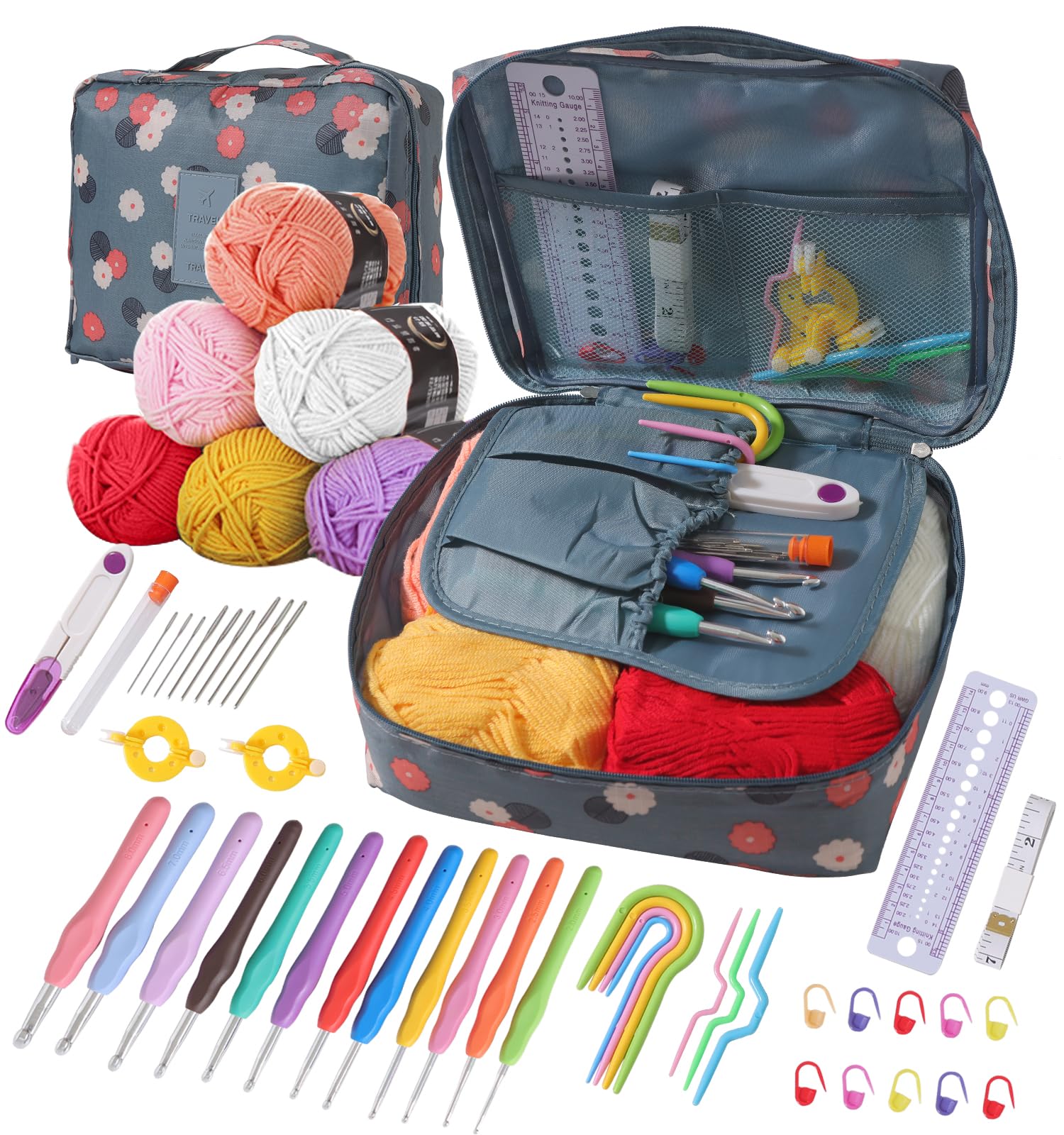 Ktmeor Crochet Kit for Beginners: 12 Ergonomic Hooks, Yarn & Storage Case