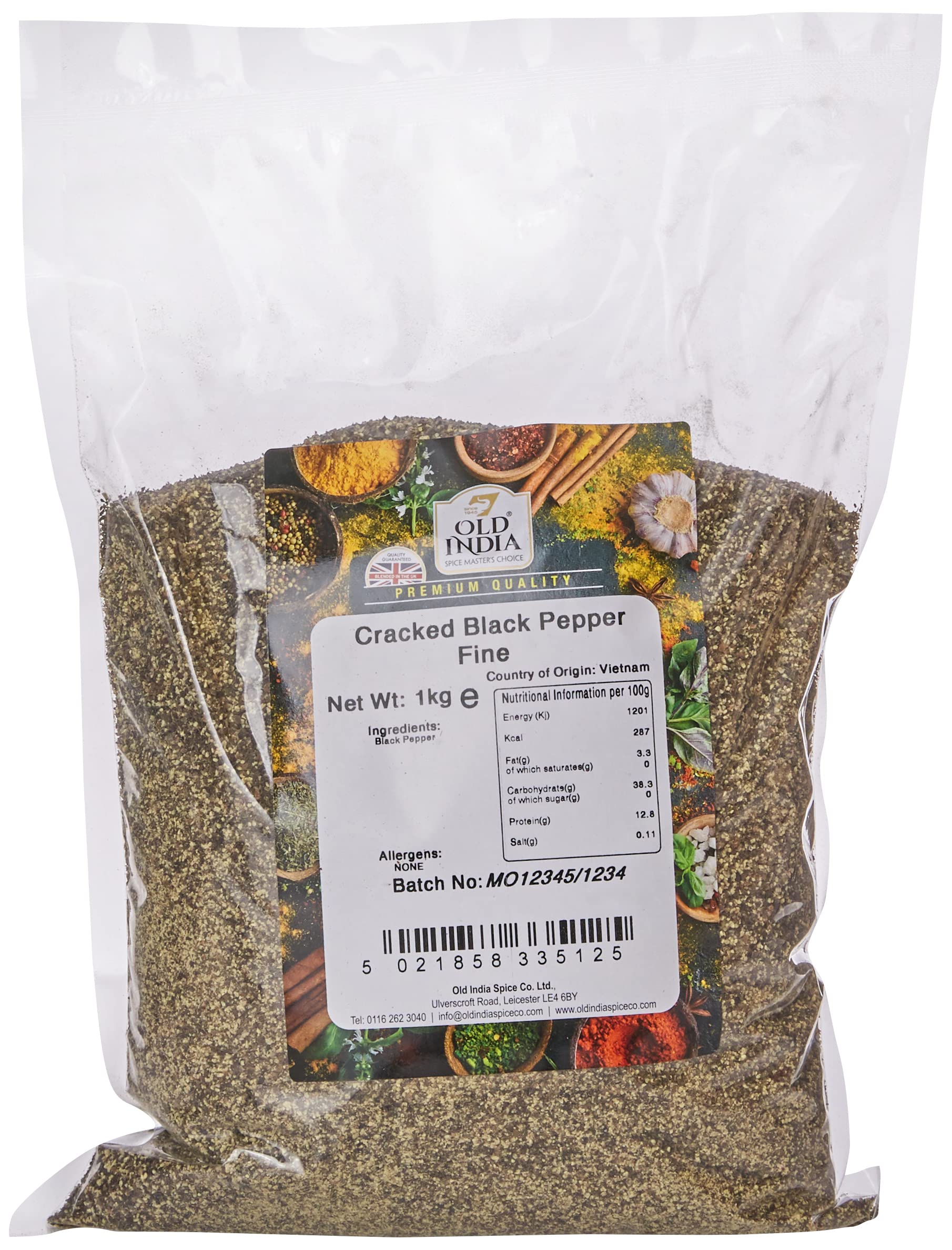 Old India Cracked Black Pepper – 1kg Bulk Gourmet Cooking Seasoning