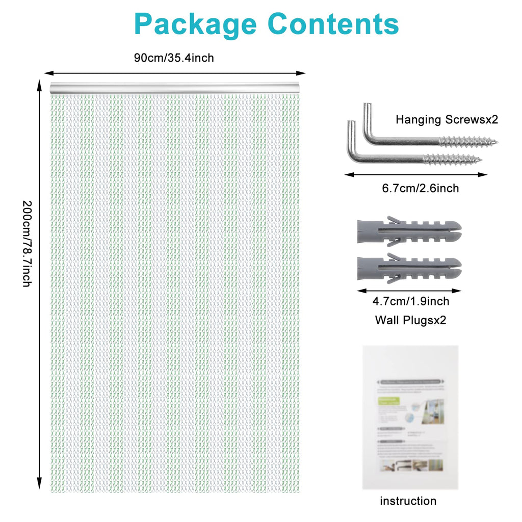 Lymmiytc Aluminium Chain Door Curtain - 90x200cm Metal Fly Screen, Green
